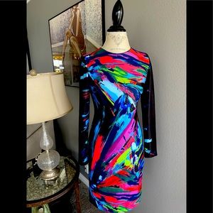 Black multicolor long sleeve dress